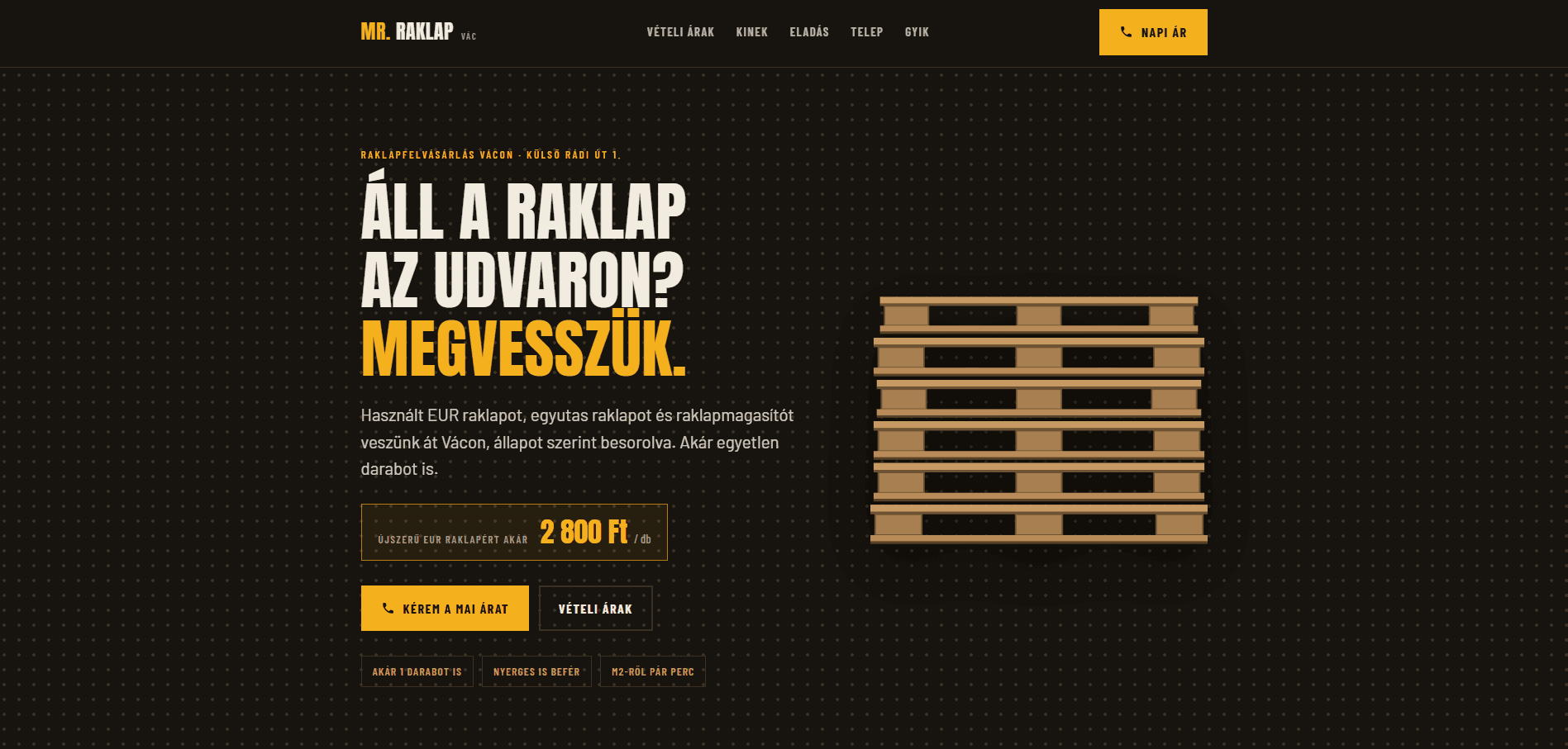 A mrraklap.hu nyitóoldala